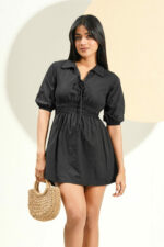 DOVIE BLACK MINI DRESS - Image 2