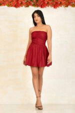 BUBBLE MAROON TUBE MINI DRESS - Image 4