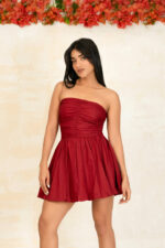 BUBBLE MAROON TUBE MINI DRESS - Image 2