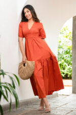 IMARA MUD ORANGE MAXI DRESS - Image 5